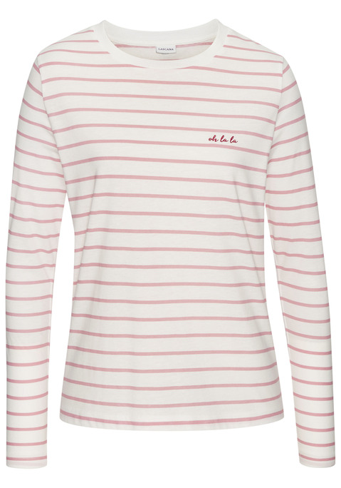Bild: Langarmshirt von LASCANA: Maritimes Langarmshirt von Lascana im Streifenmuster. Rundhalsausschnitt mit Rippstrickbündchen. Normale Passform. Ideal für lässige Freizeitoutfits. Softe Baumwollmischung.