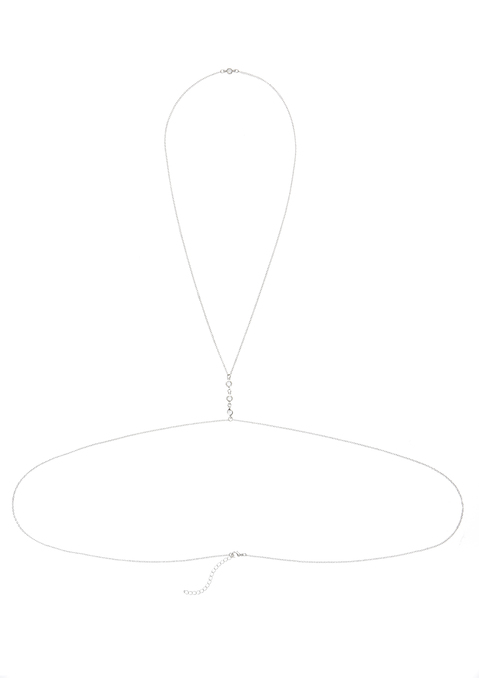 Bild: Lange Kette von LASCANA: Außergewöhnliche feingliedrige Körperkette von Lascana. Transparente Verzierung. Karabinerverschlüsse an Nacken und Rücken. Aus Metall.