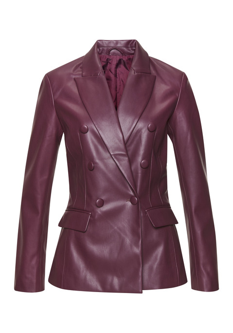 Bild: Lederimitat-Blazer von LASCANA: Blazer in Lederoptik von Lascana. Mit Reverskragen. Mit Lederimitat überzogene Knöpfe. Funktionale Klappentaschen. Taillierter Schnitt. Gefütterte Qualität.