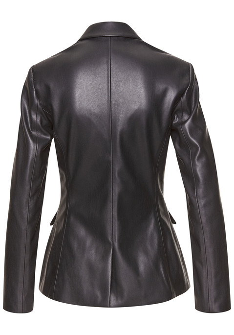 Bild: Lederimitat-Blazer von LASCANA: Blazer in Lederoptik von Lascana. Mit Reverskragen. Mit Lederimitat überzogene Knöpfe. Funktionale Klappentaschen. Taillierter Schnitt. Gefütterte Qualität.
