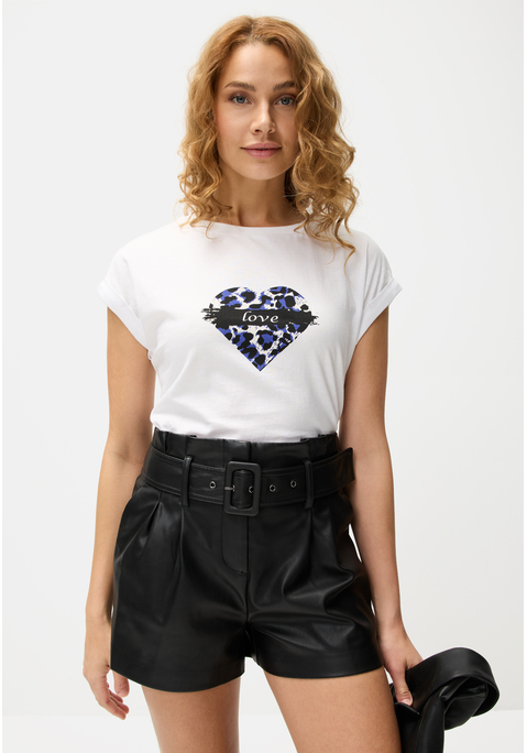 Bild: Print-Shirt von LASCANA: Rundhalsshirt von Lascana. Print auf der Vorderseite. Mit fixiertem Ärmelaufschlag. Abgerundeter Saum. Weiche Baumwollqualität.