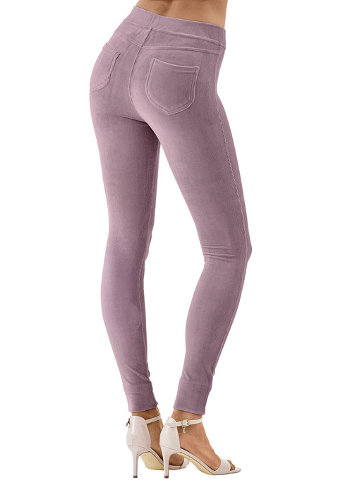 Bild: Leggings von LASCANA: Leggings von Lascana. Unifarbenes Design. Elastischer Bund. Seitliches Emblem. Gesäßtaschen. Toll für die Freizeit. Feine Cordrippqualität in samtiger Optik aus 97% Polyester, 3% Elasthan.