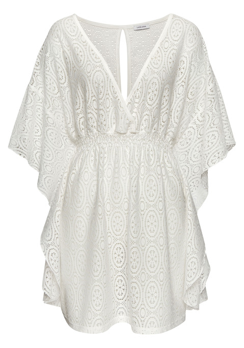 Bild: Longbluse von LASCANA: Kaftanbluse aus Lochspitze von Lascana. Tiefer V-Ausschnitt. Gesmokt in der Taille. Lockere Passform. Transparente, leichte Qualität.
