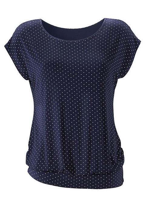 Bild: Longshirt von LASCANA: Gepunktetes Shirt von Lascana. Mit weitem Ausschnitt und angeschnittenen Ärmeln. Mit breitem Bund am Saum für zwei Tragevarianten: lang oder kürzer geschoppt. Toll zu Jeans. Aus angenehmem, weich fließendem Viskose-Material.