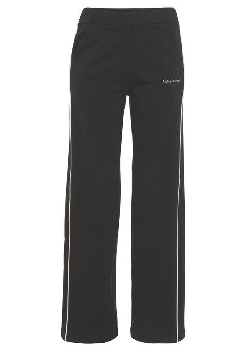 Bild: Loungehose von LASCANA: Sweathose von Lascana. Elastischer Bund mit Tunnelzug. Kontrastpaspeln entlang der Seitennähte. Figurumspielende Passform mit weitem Hosenbein. Weiches Sweatmaterial.