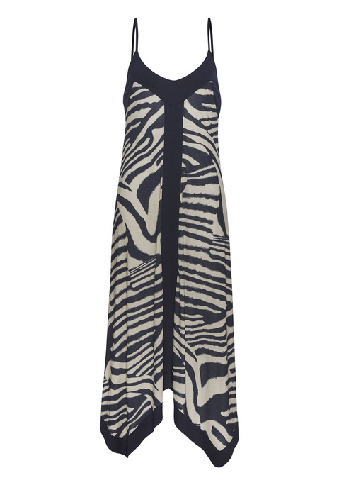 Bild: Maxikleid von LASCANA: Modisches Maxikleid von Lascana mit asymmetrischem Saum. Tiefer V-Ausschnitt mit festem Einsatz. Verstellbare Spaghettiträger für hohen Komfort. Individueller Alloverprint, jedes Teil ein Unikat. Luftige Single-Jersey-Qualität aus Viskose.
