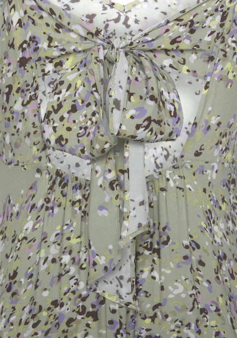 Bild: Maxikleid von LASCANA: Buntes Maxikleid von Lascana. Verstellbare Spaghettiträger. Schönes Cut-out im Rücken mit Bindeband. Schmeichelnde Teilungsnaht auf Taillenhöhe mit Gummizug hinten für eine tolle Passform. Ideal für feierliche Anlässe. Fließende Chiffon-Qualität aus Viskose.