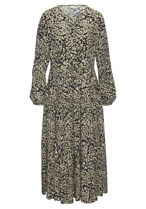 Bild: Maxikleid von LASCANA: Maxikleid von Lascana. Mit Alloverprint, jedes Teil ein Unikat. Mit V-Ausschnitt. Modische Volants. Weiter Rockteil. Fließende Viskose.