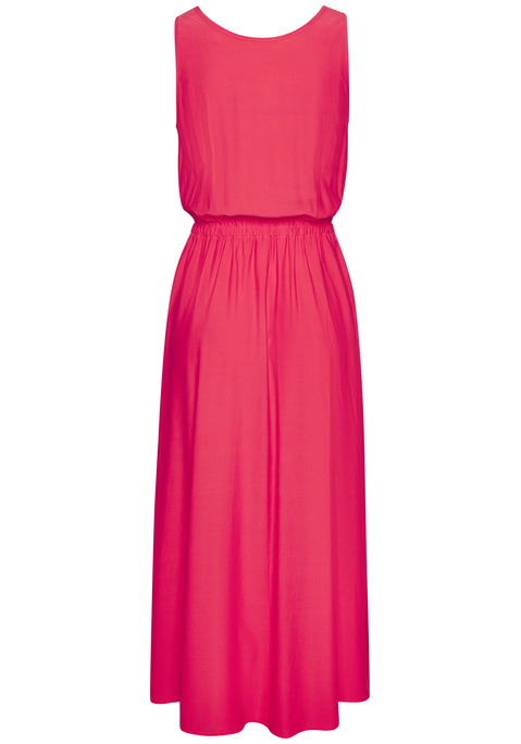 Bild: Maxikleid von LASCANA: Sommerliches Maxikleid von Lascana. Tiefer Rundhalsausschnitt und bequeme Träger. Elastischer Einsatz in der Taille. Seitlich geschlitzter Rockteil mit modischer Knopfleiste in Holzoptik. Luftige Viskosemischung für hohen Komfort.