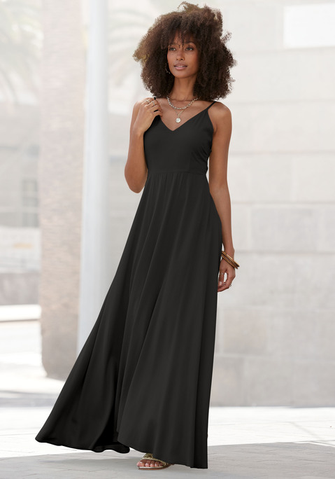 Bild: Maxikleid von LASCANA: Edles Maxikleid von Lascana. Verstellbare Spaghettiträger. Schönes Cut-out im Rücken mit Bindeband. Schmeichelnde Teilungsnaht in der Taille mit Gummizug hinten für eine tolle Passform. Ideal für Partyanlässe.