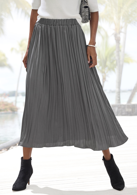 Bild: Maxirock von LASCANA: Plisseerock von Lascana. Elastikbund in der Taille. Gerader Saum und Midi-Länge. Antistatisches Material aus recyceltem Polyester.