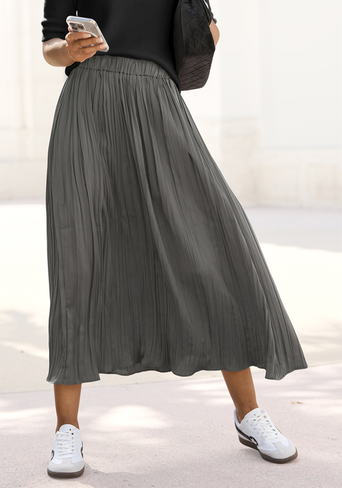 Bild: Maxirock von LASCANA: Plisseerock von Lascana. Elastikbund in der Taille. Gerader Saum und Midi-Länge. Antistatisches Material aus recyceltem Polyester.