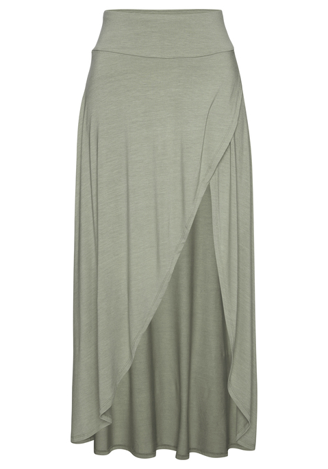 Bild: Maxirock von LASCANA: Raffinierter Maxirock von Lascana mit integrierten Radler-Shorts. Bemerkenswert: der hohe seitliche Beinschlitz. Breiter Bund mit Gummizug. Leicht ausgestellte Passform. Vielseitig einsetzbar. Elastischer Viskose-Jersey.