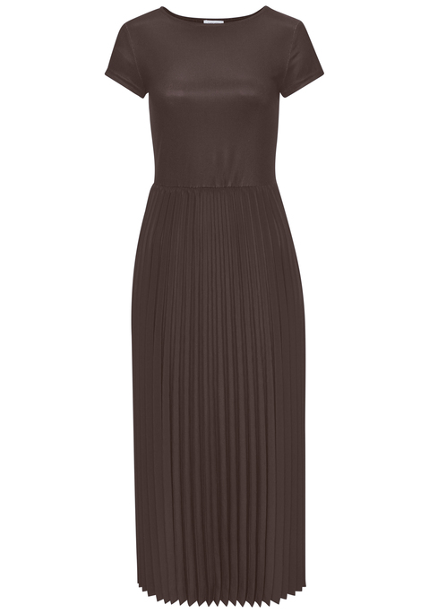Bild: Midikleid von LASCANA: Modisches, optisch zweigeteiltes Midikleid von Lascana mit Rundhalsausschnitt und kurzen Ärmeln. Oberer Teil aus schöner Rippware, plissierter Rockteil. Bügelfreie Qualität.