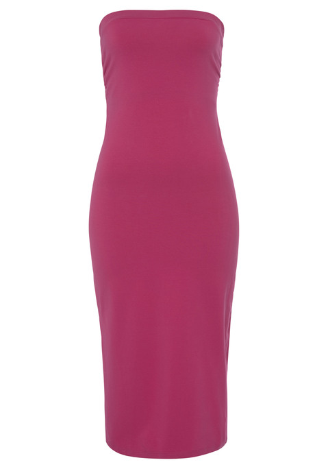 Bild: Midikleid von LASCANA: Midikleid in Bandeauform mit Gummizug am Ausschnitt. Seitlicher Gehschlitz und Cut-Out Detail am Rücken. Aus weichem Baumwolljersey.