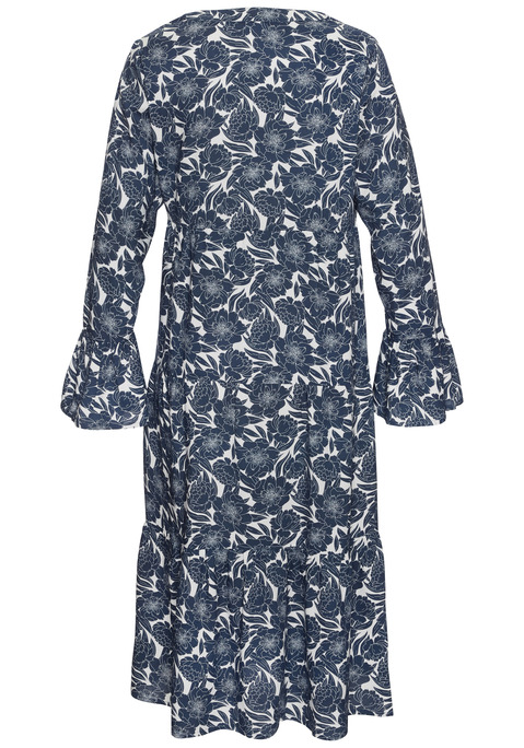 Bild: Midikleid von LASCANA: Hübsches Maxikleid von Lascana. Allover bedruckt. Mit tiefem Ausschnitt. Lange Ärmel mit Volant. Aus weich fließender Viskose.