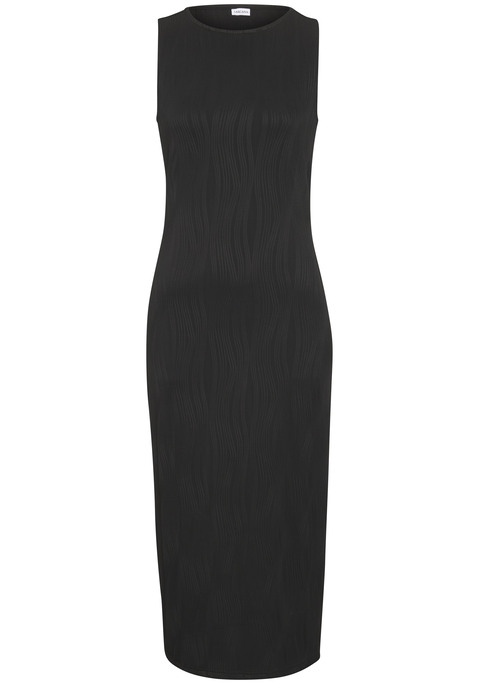 Bild: Midikleid von LASCANA: Sommerliches Midikleid von Lascana mit Strukturmuster. Breite Träger, Hoher Rundhalsausschnitt. Figurbetonter Schnitt. Weiche, elastische Qualität.