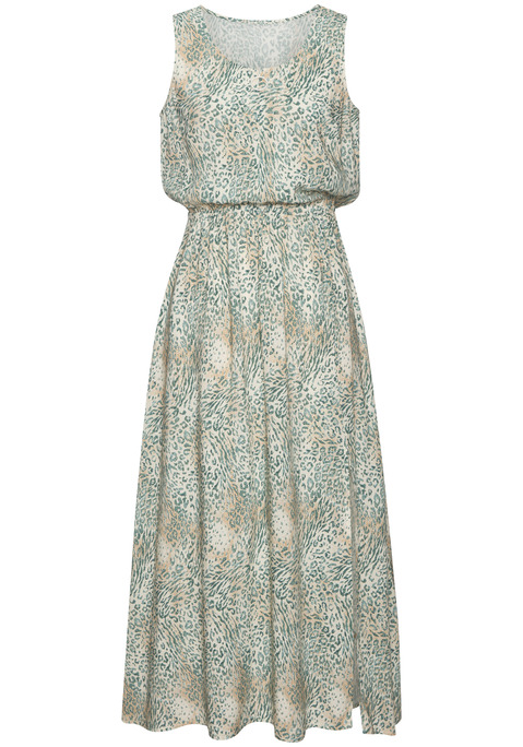 Bild: Midikleid von LASCANA: Modisches Midikleid von Lascana mit allover Animal-Print. Highlight: der Reißverschluss am Rundhalsausschnitt. Gehschlitz an der Seite und breite Träger. Figurumspielende Passform und ein Gummizug in der Taille. Aus gewebter Viskose,