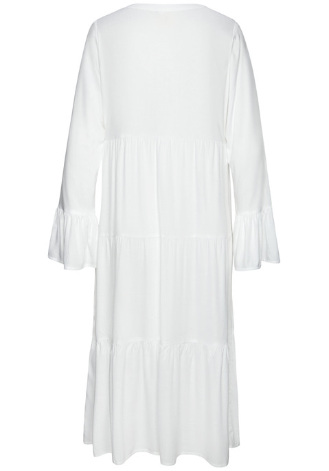 Bild: Midikleid von LASCANA: Elegantes Midikleid von Lascana mit Rundhalsausschnitt und Schlitz sowie modischen Häkeleinsätzen für eine raffinierte Note. Ideal für stilvolle Auftritte an warmen Tagen. Leichte, fließende Viskosequalität für angenehmen Tragekomfort.