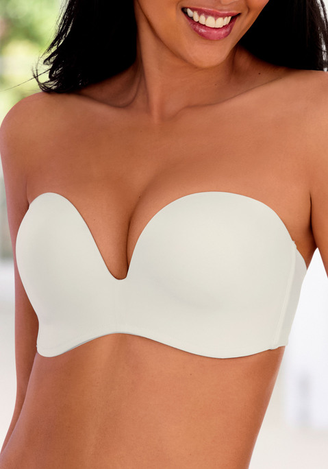 Bild: Multiway-BH von LASCANA: Multiway-Push-up-BH mit integrierter Stützfunktion. Mit transparenten, abnehmbaren Trägern. 3 Tragevarianten: mit Träger, ohne Träger und Träger hinten überkreuzt. Seitliche, flexible Stäbchen und Silikonstreifen sorgen für einen optimalen Halt. Träger und Rückenverschluss verstellbar. Aus 68% Polyamid, 20% Polyester, 12% Elasthan.