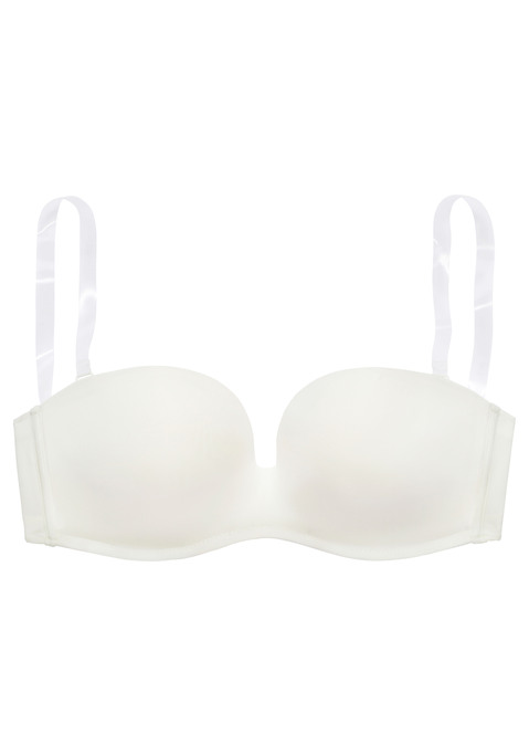 Bild: Multiway-BH von LASCANA: Multiway-Push-up-BH mit integrierter Stützfunktion. Mit transparenten, abnehmbaren Trägern. 3 Tragevarianten: mit Träger, ohne Träger und Träger hinten überkreuzt. Seitliche, flexible Stäbchen und Silikonstreifen sorgen für einen optimalen Halt. Träger und Rückenverschluss verstellbar. Aus 68% Polyamid, 20% Polyester, 12% Elasthan.