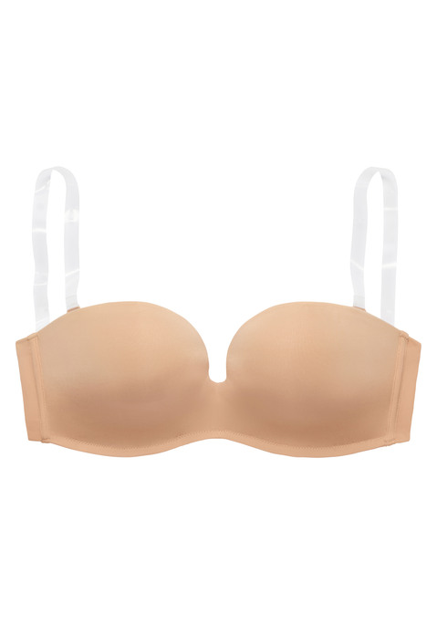 Bild: Multiway-BH von LASCANA: Multiway-Push-up-BH mit integrierter Stützfunktion. Mit transparenten, abnehmbaren Trägern. 3 Tragevarianten: mit Träger, ohne Träger und Träger hinten überkreuzt. Seitliche, flexible Stäbchen und Silikonstreifen sorgen für einen optimalen Halt. Träger und Rückenverschluss verstellbar. Aus 68% Polyamid, 20% Polyester, 12% Elasthan.