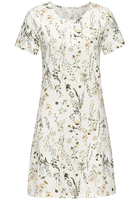 Bild: Nachthemd von LASCANA: Süßes Nachthemd von Lascana. Rundhalsausschnitt mit kurzer Knopfleiste. Kurze Ärmel. Trageangenehmer Jersey aus Baumwoll-Viskosemischung.