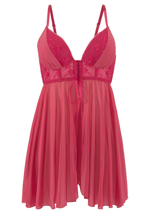 Bild: Negligé von LASCANA: Verführerisches Push-up-Negligé. Die fest integrierten Kissen zaubern ein sexy Dekolleté! Zarte Stickereispitze kombiniert mit weichem Netzmaterial. Leichte Raffung im Unter-Cup. Reizender Vorderverschluss mit Häkchen. Vorn mit hübschem Schleifenband. Träger verstellbar. Erotische Dessous. Reizvolle Dessous. Reizwäsche. Verführerische Dessous. Spitzen-Dessous. Romantische Dessous. Verspielte Dessous. Aus 60% Polyamid, 35% Polyester, 5% Elasthan.