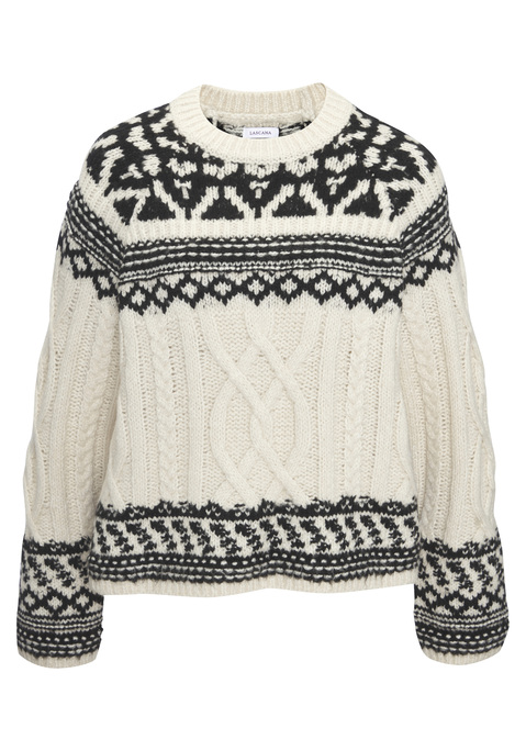Bild: Norwegerpullover von LASCANA: <h3>Einzigartigen Norwegerpullover von <strong>Lascana</strong></h3>
<p>
Dieser stilvolle Rundhalspullover begeistert mit einem kunstvoll eingestrickten Muster, das ihm einen ganz besonderen Charakter verleiht. Das aufwendige Design und die langen Raglanärmel sorgen für eine lockere Passform, die sowohl modisch als auch bequem ist. Die Rippstrickbündchen an den Abschlüssen runden das Gesamtbild perfekt ab und machen diesen Pullover zu einem unverzichtbaren Teil der Wintergarderobe.
</p>

<h4>Details und Pflegehinweise für höchsten Tragekomfort</h4>
<p>
Der Pulli bietet eine figurumspielende Passform und besteht aus einem kuschelig-warmen Materialmix, der optimalen Komfort gewährleistet. Durch die Maschinenwäsche ist die Pflege kinderleicht, sodass man lange Freude an diesem modischen Kleidungsstück hat. Die ansprechende Musterkombination verleiht ihm eine zeitlose Eleganz, die sich vielseitig kombinieren lässt.
</p>

<h4>Outfit-Tipps für jede Gelegenheit</h4>
<p>
Der Norwegerpullover passt ideal zu lässigen Jeans oder schlichten Leggings für einen entspannten Look in der Freizeit. Sneakers passen perfekt zu diesem Outfit und verleihen einen modernen Streetwear-Stil. Ob beim Spaziergang im Park, beim gemütlichen Treffen mit Freunden oder beim entspannten Abend zu Hause – dieser Pullover ist immer ein idealer Begleiter.
</p>
<p>
Ein echter modischer Klassiker: der Norwegerpullover von <strong>Lascana</strong>!
</p>