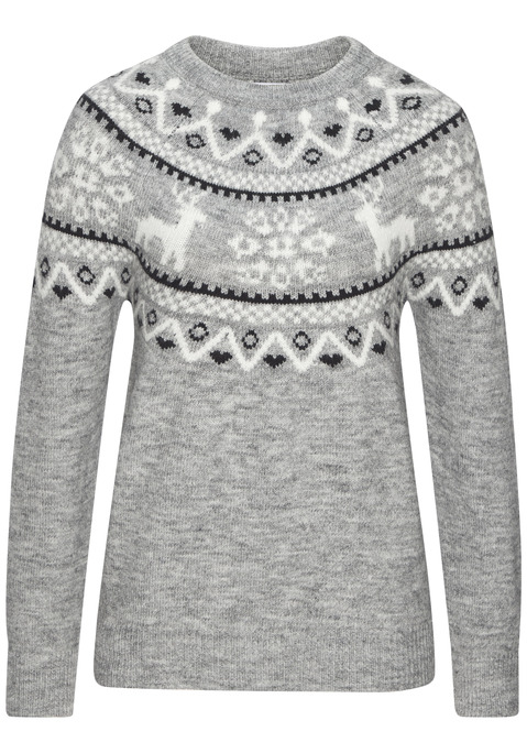 Bild: Norwegerpullover von LASCANA: Kuscheliger Pullover von Lascana mit aufwendigem Strickmuster im skandinavischen Stil. Rundhalsausschnitt und Rippstrickbündchen an den langen Ärmeln. Gerade Passform. Super für lässige Looks. Weiche, elastische Strickware.
