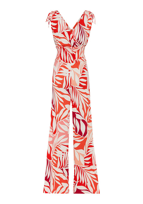 Bild: Overall von LASCANA: Overall von LASCANA mit tiefem V-Ausschnitt in Wickeloptik, Bänder an den Trägern zum Raffen. Breiter Smokbund in der Taille. Weites Hosenbein. Innenbeinlänge ca. 72 cm. Aus Viskose.