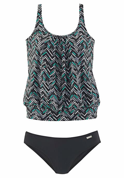 LASCANA Oversize-Tankini Damen schwarz-bedruckt Gr.54