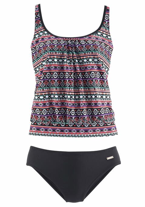 LASCANA Oversize-Tankini Damen schwarz-bunt Gr.40