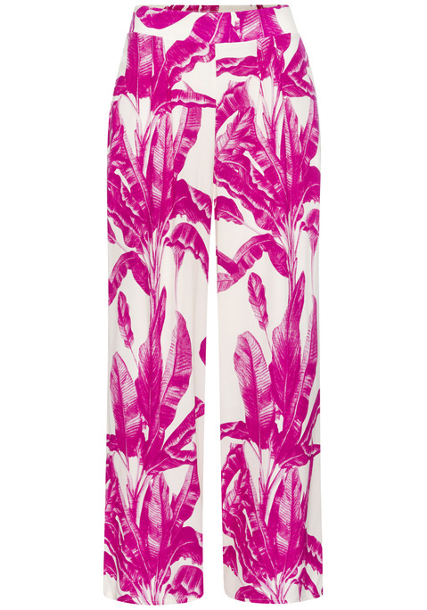 Bild: Palazzohose von LASCANA: Luftige Palazzohose von Lascana mit sommerlichem Alloverprint. Flacher Bund vorn, hinten elastisch. Seitliche Eingrifftaschen. Weite, lockere Beinform. Optimal für lässige Sommer-Looks. Weiche Viskose.