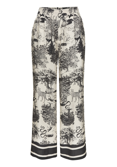 Bild: Palazzohose von LASCANA: Sommerliche Palazzohose von Lascana mit exotischem Druck. Gesmokter Gummizugbund für Stil und Komfort. Mit praktischen Seitennahttaschen. Weite Beinform. Alloverprint, jedes Teil ein Unikat. Luftig lockere Viskoseware.