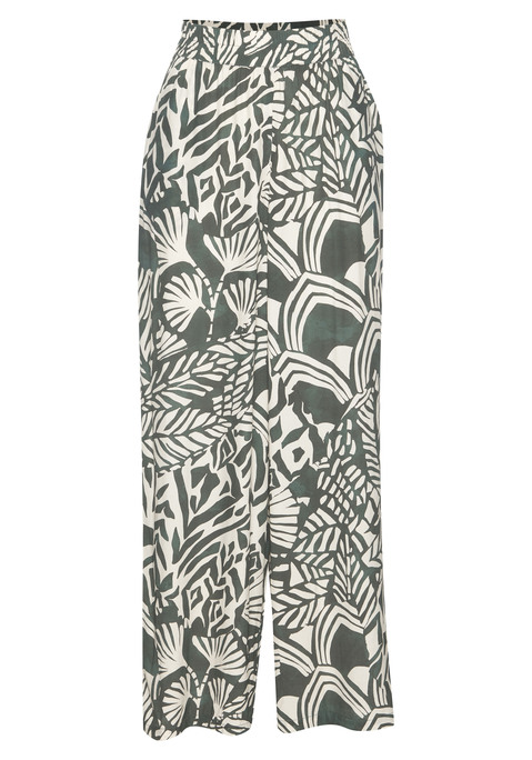 Bild: Palazzohose von LASCANA: Stilvolle wie bequeme Palazzohose von Lascana mit weitem Bein. Allover-Print im Blätterdesign, jedes Teil ein Unikat.  Breiter Gummizug für einen angenehmen Sitz. Praktische Eingrifftaschen. Für sommerliche Outfits. Luftige Qualität aus Viskose.