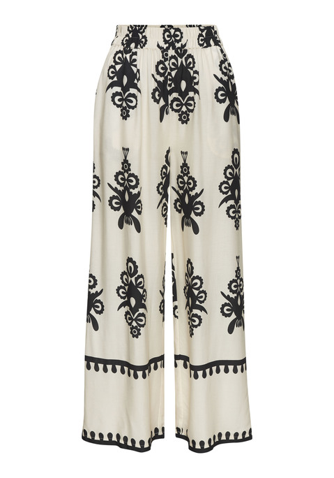 Bild: Palazzohose von LASCANA: Sommerliche Palazzohose von Lascana mit weiter Beinform und tollem Ethno-Print. Breiter Gummizugbund. Seitliche Eingrifftaschen. Alloverprint, jedes Teil ein Unikat. Super zu unifarbenen Oberteilen. Weiche Viskose-Qualität.