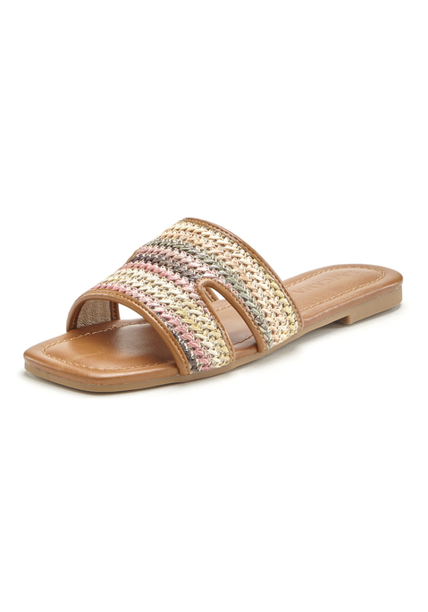 Bild: Pantolette von LASCANA: Pantolette VEGAN von LASCANA. Obermaterial aus Textil. Futter und Decksohle aus Lederimitat. Laufsohle aus Synthetik.