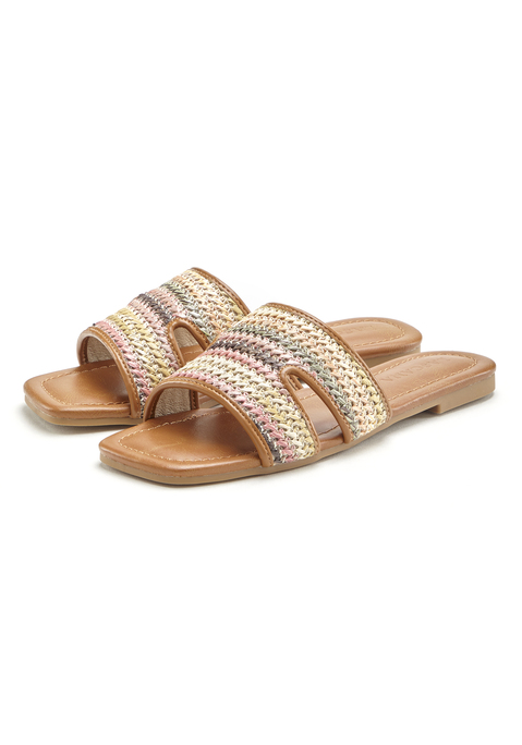 Bild: Pantolette von LASCANA: Pantolette VEGAN von LASCANA. Obermaterial aus Textil. Futter und Decksohle aus Lederimitat. Laufsohle aus Synthetik.