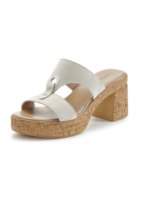 Bild: Pantolette von LASCANA: Made in Italy. Absatzhöhe ca. 7,5 cm. Obermaterial aus Ziegenleder. Futter aus Synthetik. Decksohle aus Rindsleder. Laufsohle aus Synthetik.