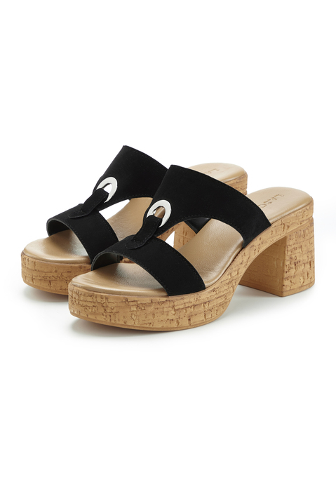 Bild: Pantolette von LASCANA: Made in Italy. Absatzhöhe ca. 7,5 cm. Obermaterial aus Ziegenleder. Futter aus Synthetik. Decksohle aus Rindsleder. Laufsohle aus Synthetik.