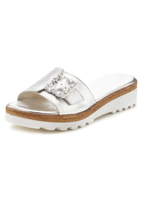 Bild: Pantolette von LASCANA: Made in Italy. Absatzhöhe ca. 4 cm. Obermaterial aus Schafsleder. Futter aus Synthetik. Decksohle aus Lederimitat. Laufsohle aus Synthetik.