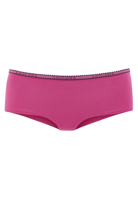 Bild: Panty von LASCANA: Bequeme Pantys von Lascana im praktischen 4er-Pack. Weiches Logobündchen mit kontrastfarbener Muschelborte. Flache Beinabschlüsse. Aus angenehm elastischer Baumwolle.