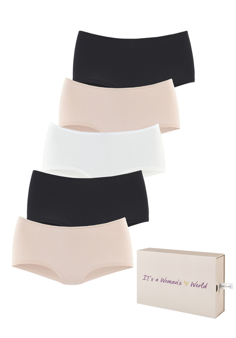 Bild: Panty von LASCANA: Pantys von Lascana im praktischen 5er-Pack. Eingefasste Saumkanten in glänzender Optik. Klassische Passform. Elastische Baumwollqualität mit weichem Griff.
