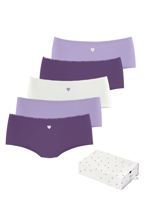 Bild: Panty von LASCANA: Pantys im 5er-Pack von Lascana. In der bezaubernden Valentinstags-Edition. Mit süßen Herzchen-Prints und Spitzendetails. Aus weicher, elastischer Baumwoll-Qualität.