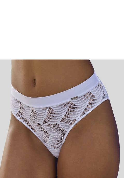 Bild: Panty von LASCANA: Modische Panty mit breitem Gummibund. Rundherum aus dezent transparenter Spitze in graphischer Optik. Mit eingearbeitetem Baumwollzwickel. Mit passenden BHs aus der gleichen Serie erhältlich. Mit Liebe & Leidenschaft in Hamburg kreiert. Obermaterial: 91% Polyamid, 9% Elasthan.