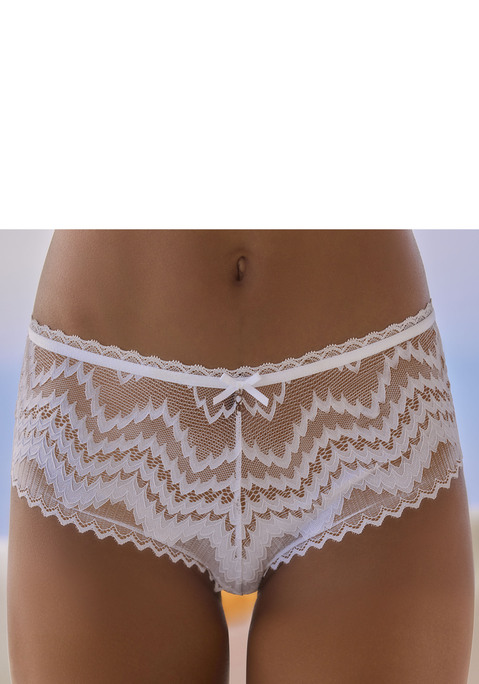 Bild: Panty von LASCANA: Modische Panty mit feiner Zierschleife und Glitzeraccessoire. Aus dezent transparenter Zick-Zack-Spitze. Mit eingearbeitetem Baumwollzwickel. Passende BHs aus der gleichen Serie erhältlich. Mit Liebe & Leidenschaft in Hamburg kreiert. Obermaterial: 88% Polyamid, 12% Elasthan.