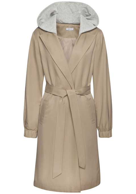 Bild: Parka von LASCANA: Stilvoller Trenchcoat von Lascana. Integrierter Gummizug am Rücken und ein Bindegürtel für eine optimale Passform. Abnehmbare Jersey-Kapuze mit Knopfverschluss. Knöpfe in Hornoptik. Ideal für die Übergangszeit. Pflegeleichte, gefütterte Webqualität.