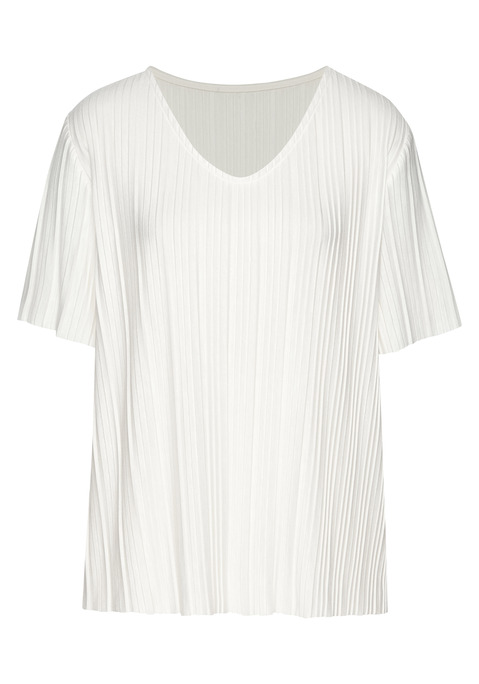 Bild: Plisseeshirt von LASCANA: Plissee-T-Shirt von Lascana mit leicht gerundetem V-Auschnitt. Gerader Saum. Lockere Passform. Ein vielseitiger Kombipartner für Freizeit und Büro. Aus weich fließender Qualität mit Viskoseanteil.