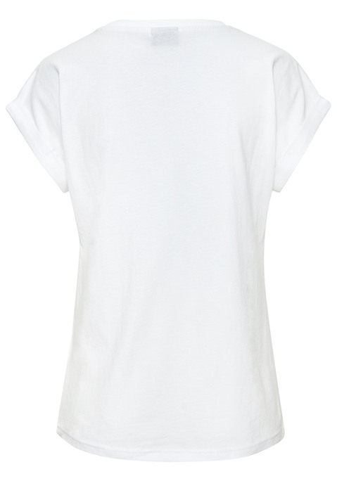 Bild: Print-Shirt von LASCANA: Rundhalsshirt von Lascana. Print auf der Vorderseite. Mit fixiertem Ärmelaufschlag. Abgerundeter Saum. Weiche Baumwollqualität.